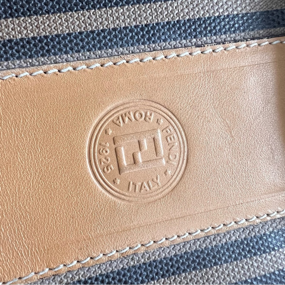 Vintage Fendi large brief shoulder bag striped logo serial number - Picture 6 of 15